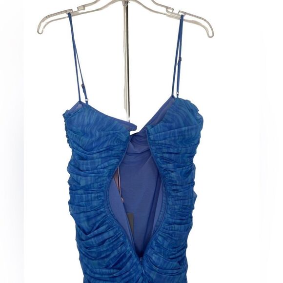 House of CB Blue “Ella” Bustier Ruched Party Bodycon Euphoria Cassie Mini Dress - Picture 7 of 11